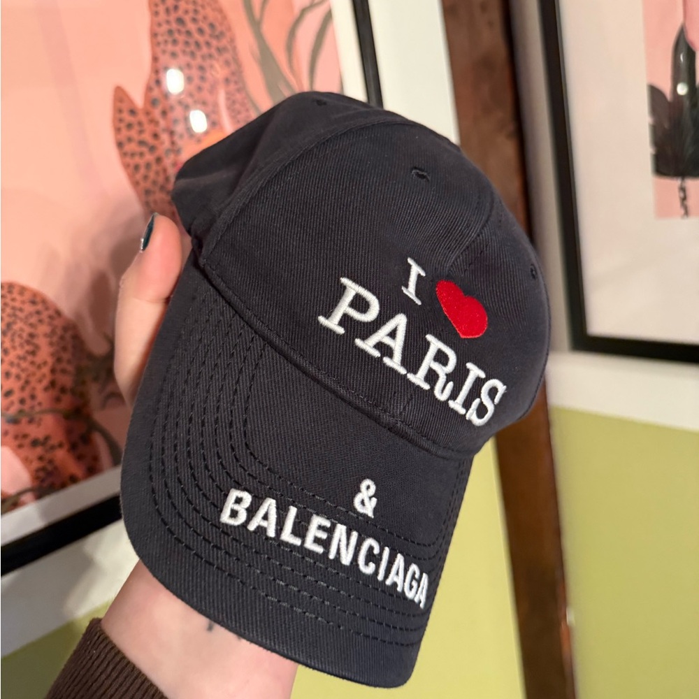 Balenciaga NWT I love Paris black cap baseball hat Medium w/ dustbag - Picture 3 of 6